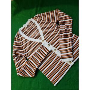 Ultra Flirt Womens Multicolor Striped Long Sleeve Button Front Sweater Size M